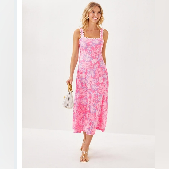 NWT Dwyer Midi Dress Color: Rousseau Pink Zen Sz M - Picture 2 of 11